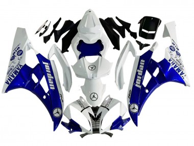 Shop 2006-2007 Yamaha YZF 600 R6 Motorcycle Fairings - White Blue Jordan