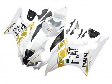 Shop 2006-2007 Yamaha YZF 600 R6 Motorcycle Fairings - White Gold Black Fiat