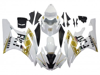 Shop 2006-2007 Yamaha YZF 600 R6 Motorcycle Fairings - White Gold Black Fiat