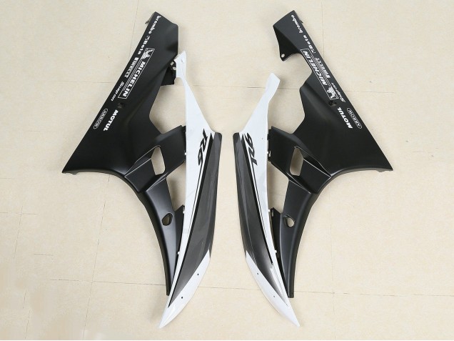 2006-2007 Yamaha YZF 600 R6 Motorcycle Fairings - Glossy Black Matte Black White Motul Michelin