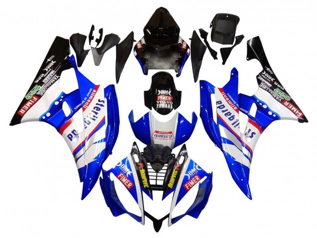 2006-2007 Yamaha YZF 600 R6 Motorcycle Fairings - White Blue Black Fimer Volvo Yamalube Sterilgarda