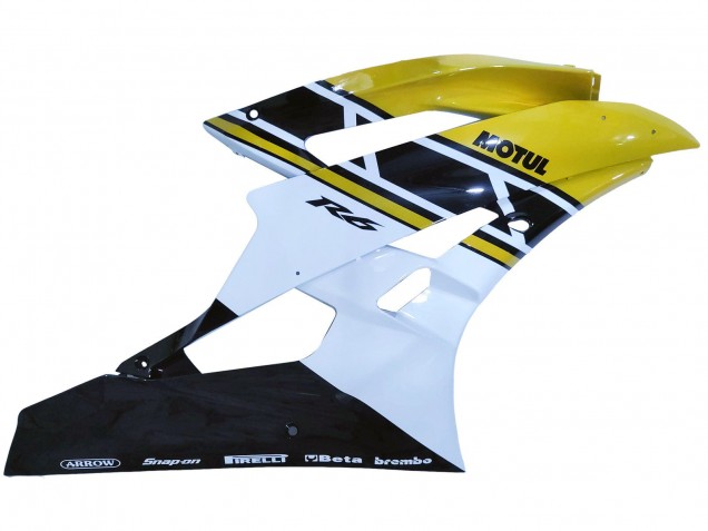 2006-2007 Yamaha YZF 600 R6 Motorcycle Fairings - Yellow White Glossy Black Motul