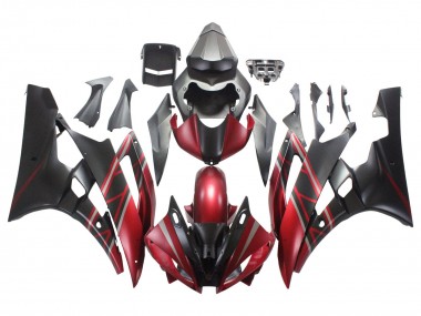 Shop 2006-2007 Yamaha YZF 600 R6 Motorcycle Fairings - Red Matte Black