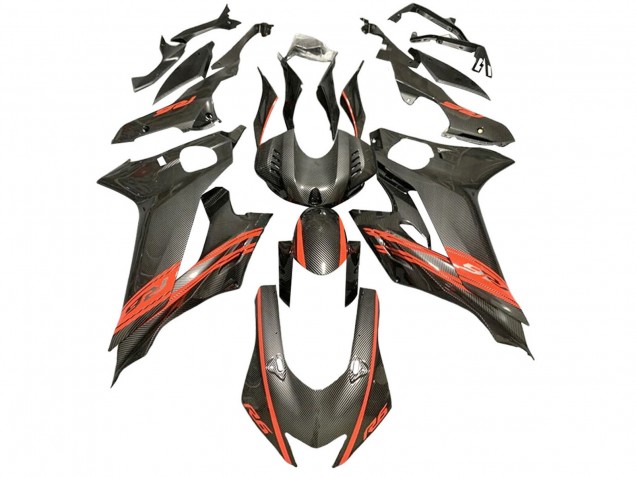 2017-2025 Yamaha YZF 600 R6 Motorcycle Fairings - Red Black Carbon Fiber Style