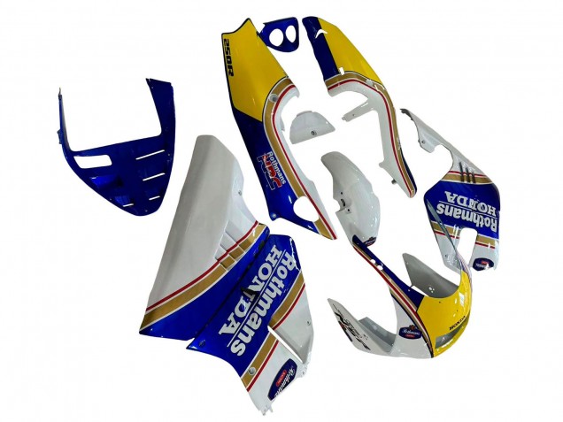 1994-1996 Honda NSR250 Motorcycle Fairings - White Blue Yellow Gold Rothmans