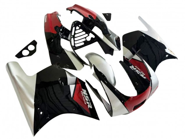 1988-1989 Honda NSR250R Motorcycle Fairings - Silver Red Glossy Black