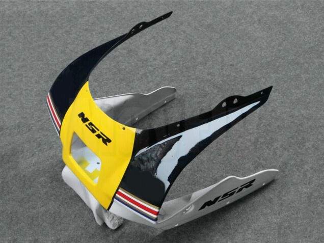 1988-1989 Honda NSR250R Motorcycle Fairings - White Yellow Gold Glossy Black