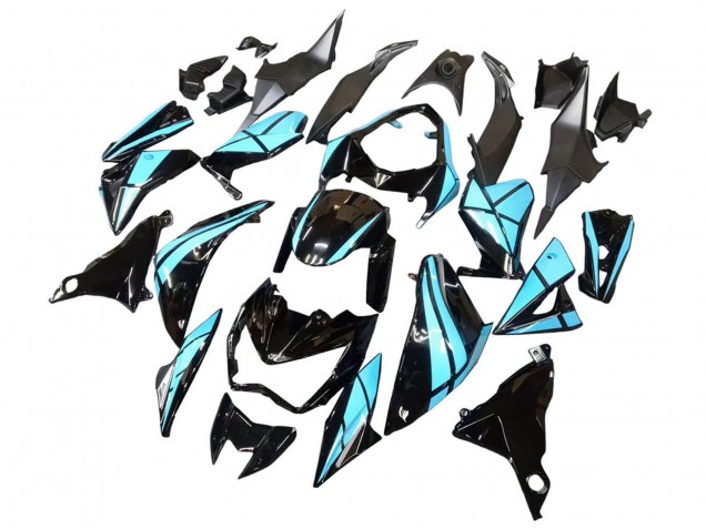 2013-2018 Kawasaki Z800 Motorcycle Fairings - Light Blue Glossy Black