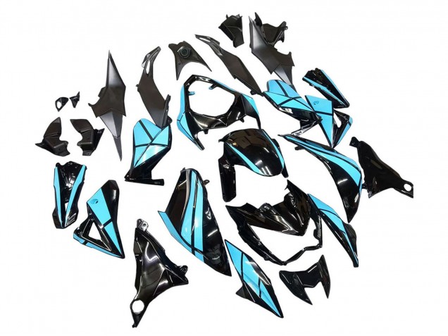 2013-2018 Kawasaki Z800 Motorcycle Fairings - Light Blue Glossy Black