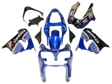 Shop 2000-2001 Kawasaki ZX9R Motorcycle Fairings - Blue White Glossy Black