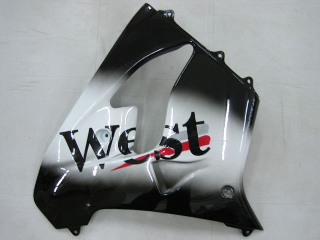 2000-2001 Kawasaki ZX9R Motorcycle Fairings - Glossy Black White West