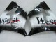 2000-2001 Kawasaki ZX9R Motorcycle Fairings - Glossy Black White West