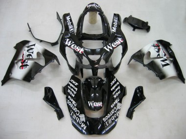 Shop 2000-2001 Kawasaki ZX9R Motorcycle Fairings - Glossy Black White West