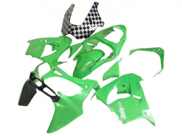 2000-2001 Kawasaki ZX9R Motorcycle Fairings - Green Black White Ninja