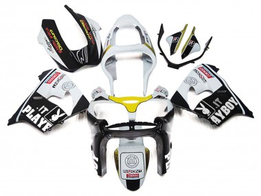 Shop 2000-2001 Kawasaki ZX9R Motorcycle Fairings - White Yellow Glossy Black Playboy