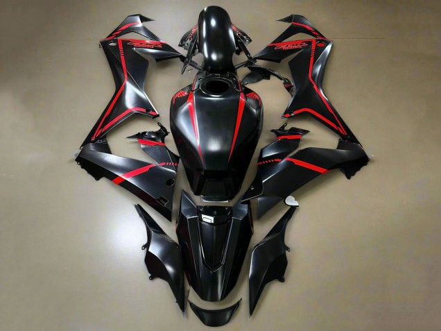 2019-2020 Honda CBR650R Motorcycle Fairings - Glossy Black Red Stripe