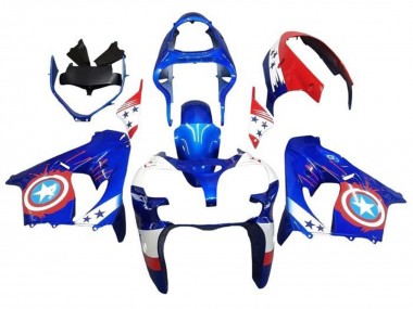 Shop 2000-2001 Kawasaki ZX9R Motorcycle Fairings - Blue Red Captain America Star