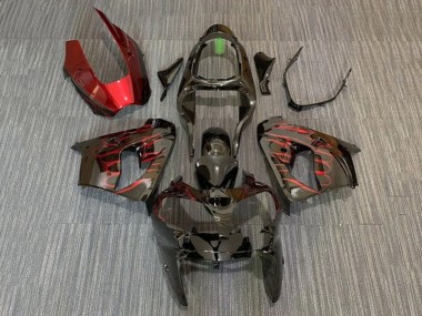 Shop 2002-2003 Kawasaki ZX9R Motorcycle Fairings - Glossy Black Red Flame