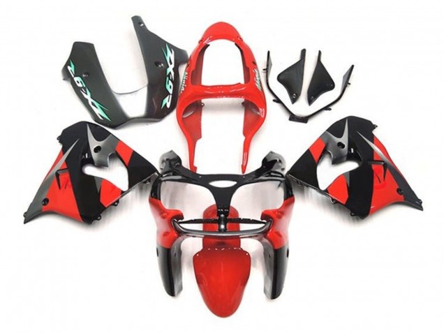 2002-2003 Kawasaki ZX9R Motorcycle Fairings - Red Black Silver