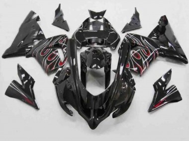 Shop 2004-2005 Kawasaki ZX10R Motorcycle Fairings - Black Red White Flame