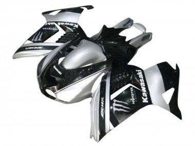 Shop 2006-2011 Kawasaki ZX14R ZZR1400 Motorcycle Fairings - Silver Black Monster