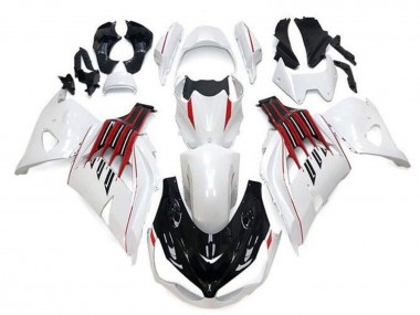Shop 2012-2024 Kawasaki ZX14R ZZR1400 Motorcycle Fairings - White Black Red Stripe