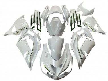 Shop 2012-2024 Kawasaki ZX14R ZZR1400 Motorcycle Fairings - White Green Silver Stripe