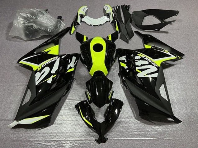 2013-2024 Kawasaki EX300 Motorcycle Fairings - Glossy Black Neon Yellow White