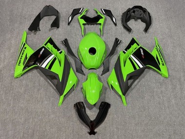 Shop 2013-2024 Kawasaki EX300 Motorcycle Fairing - Green White Black Stripe