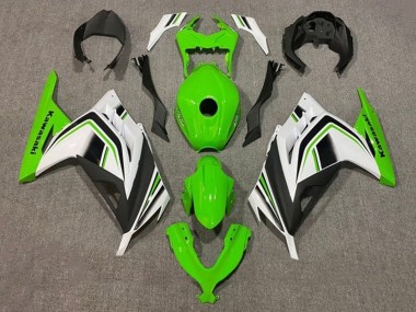 Shop 2013-2024 Kawasaki EX300 Motorcycle Fairings - Green White Black Stripe