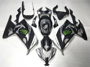 Shop 2013-2024 Kawasaki EX300 Motorcycle Fairings - Matte Black Silver Green Monster