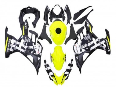 Shop 2018-2024 Kawasaki Ninja 400 Motorcycle Fairings - Yellow Black White Skull