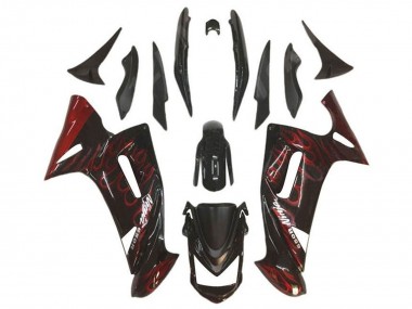 Shop 2006-2008 Kawasaki Ninja 650 EX650 Motorcycle Fairings - Glossy Black Red Flame
