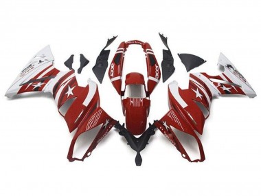 Shop 2009-2011 Kawasaki Ninja 650 EX650 Motorcycle Fairings - Red White Star Acer