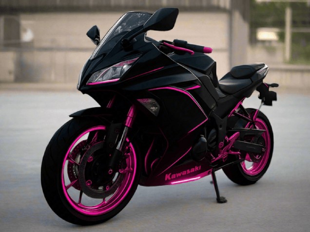 2017-2019 Kawasaki Ninja 650 EX650 Motorcycle Fairings - Glossy Black Pink Stripe