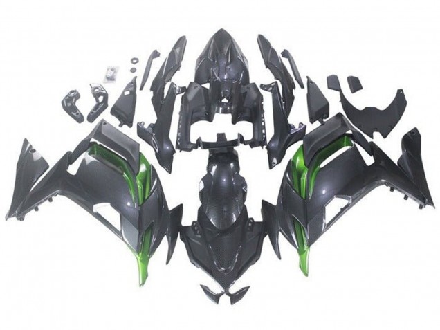 2020-2024 Kawasaki Ninja 650 EX650 Motorcycle Fairings - Faux Carbon Fiber Green