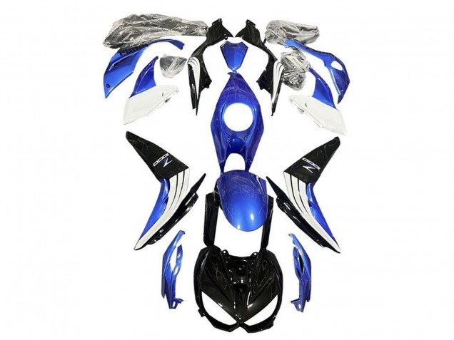 2014-2019 Kawasaki Z1000 Motorcycle Fairings - Blue White Glossy Black