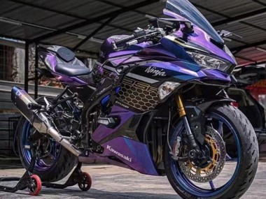 Shop 2019-2025 Kawasaki ZX25R ZX-25R Motorcycle Fairings - Purple Blue Gold Gradient Honeycomb