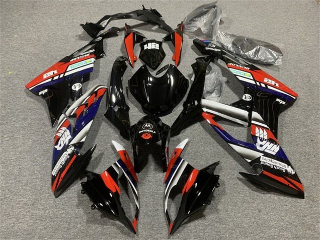 2015-2016 BMW S1000RR Motorcycle Fairings - White Red Blue Glossy Black Stripe