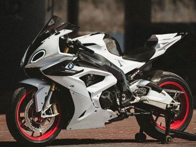 2017-2018 BMW S1000RR Motorcycle Fairings - White Faux Carbon Fiber