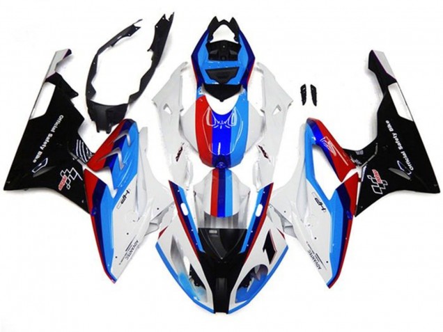 2017-2018 BMW S1000RR Motorcycle Fairings - White Blue Red Black Stripe