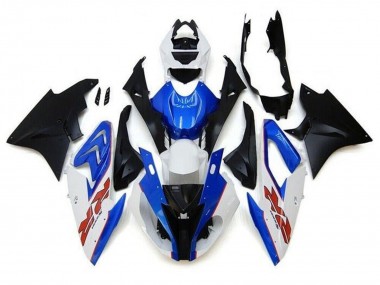 Shop 2017-2018 BMW S1000RR Motorcycle Fairings - White Blue Matte Black Pinstripe RR