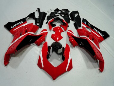 Shop 2020-2021 Ducati Panigale V4 V4S Motorcycle Fairings - Red White Glossy Black Stripe