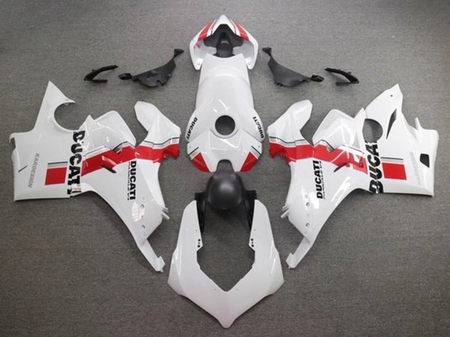 2020-2021 Ducati Panigale V4 V4S Motorcycle Fairings - White Red Stripe