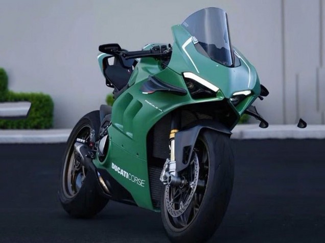 2020-2021 Ducati Panigale V4 V4S Motorcycle Fairings - Matte Green White