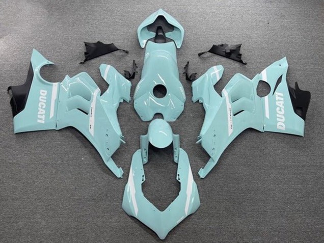 2020-2021 Ducati Panigale V4 V4S Motorcycle Fairings - Light Blue White
