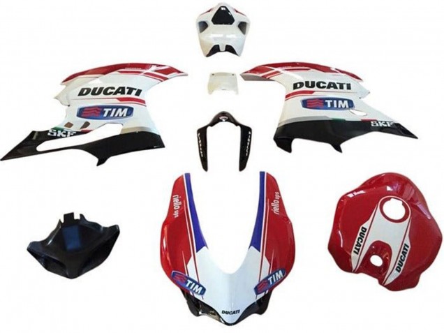 2015-2020 Ducati 959/1299 Motorcycle Fairings - White Red Blue Glossy Black Tim