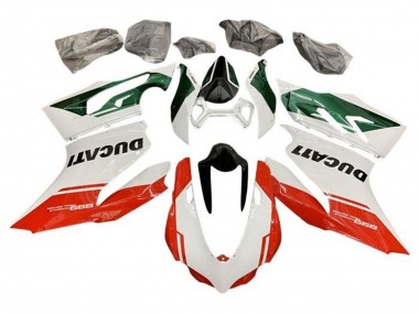 Shop 2011-2014 Ducati Panigale 899 Motorcycle Fairings - White Green Red Stripe