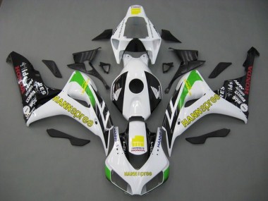 Shop 2006-2007 Honda CBR1000RR Motorcycle Fairings - White Green Yellow Glossy Black Hannspree