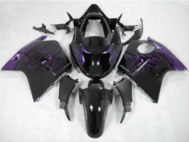 Shop 1996-2007 Honda CBR1100XX Blackbird Motorcycle Fairing - Glossy Black Purple Flame